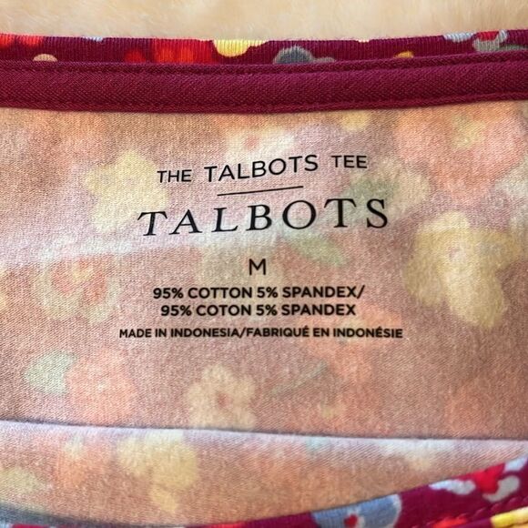 New! Talbots Cotton Bateau Neck Tee - Lovely Floral Size Medium - Picture 7 of 12
